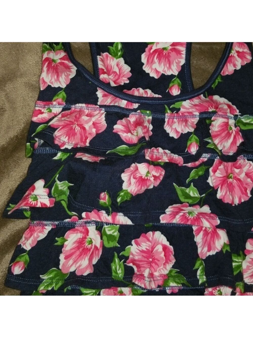 Floral Ruffle Top Navy - Picture 2 of 3